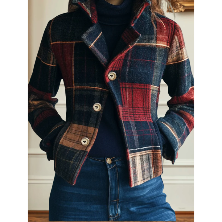 Rose Retro Fit Plaid Wool Coat | Timeless Warmth with Refined Elegance