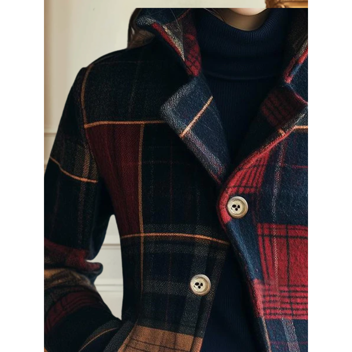 Rose Retro Fit Plaid Wool Coat | Timeless Warmth with Refined Elegance