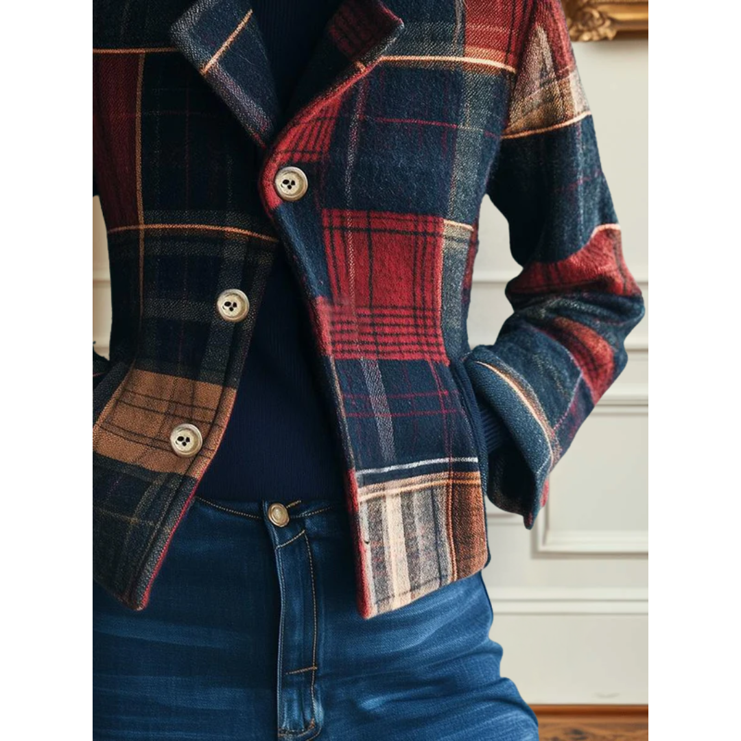 Rose Retro Fit Plaid Wool Coat | Timeless Warmth with Refined Elegance