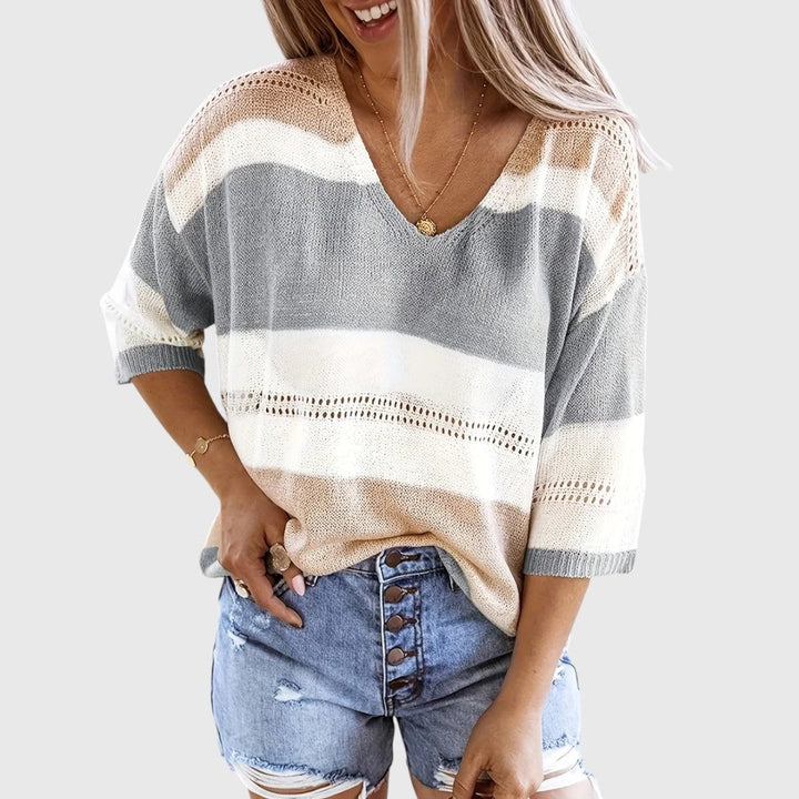 Ida - Striped V-Neck Sweater