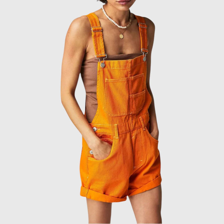 Rina - Vintage Adjustable Denim Overall Shorts