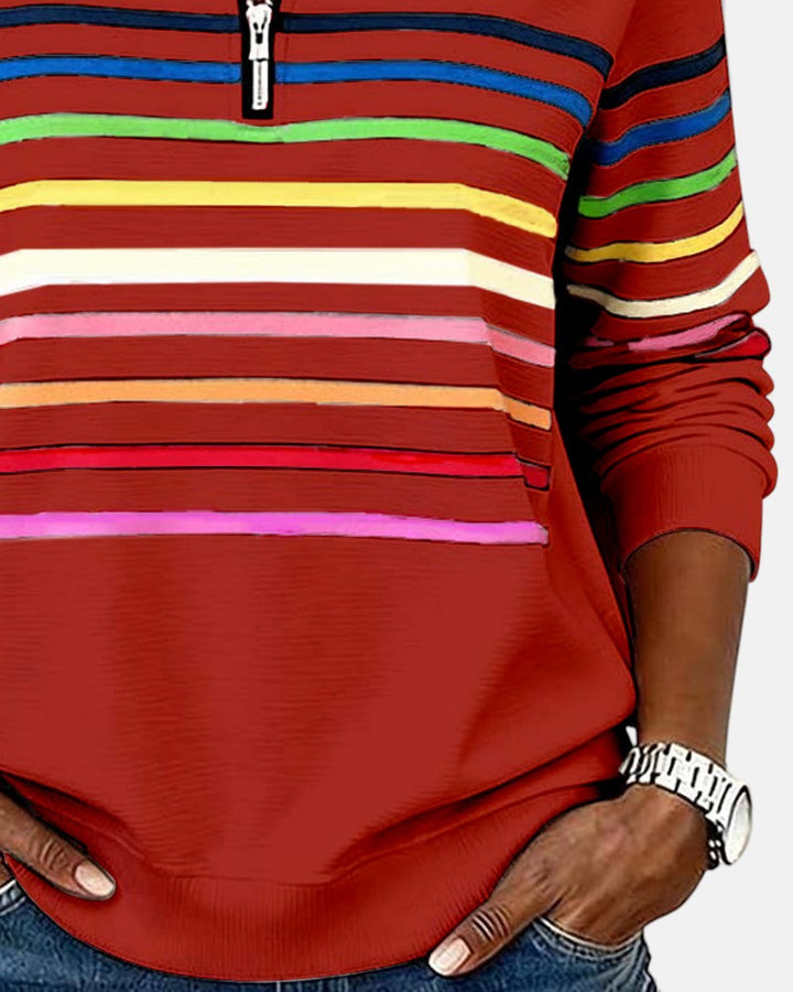 Vienna | Striped Half-Zip Comfort Top