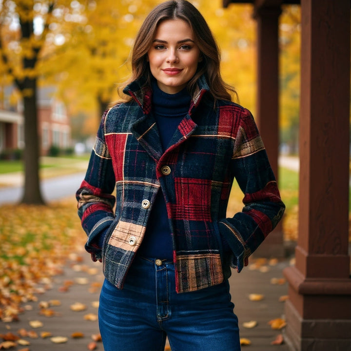 Rose Retro Fit Plaid Wool Coat | Timeless Warmth with Refined Elegance