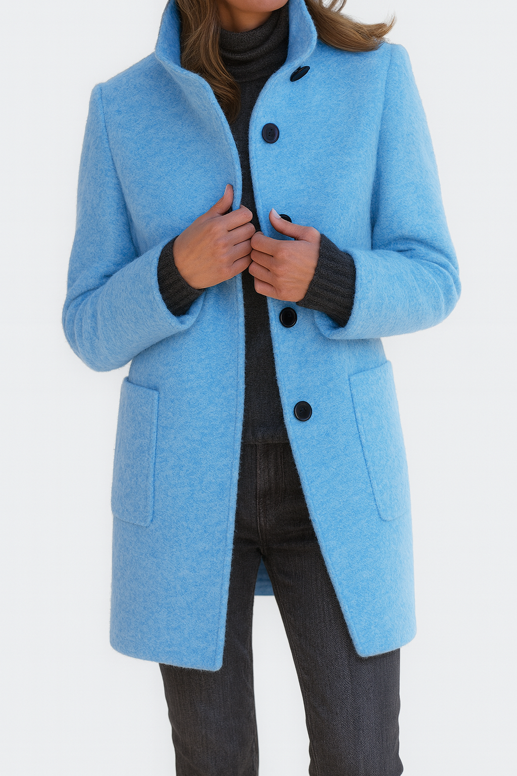 Lena | High Collar Jacket in Wool Blend