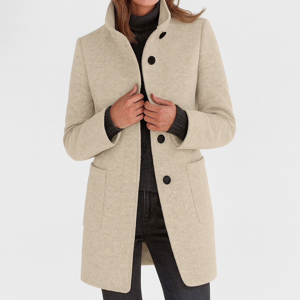 Lena | High Collar Jacket in Wool Blend