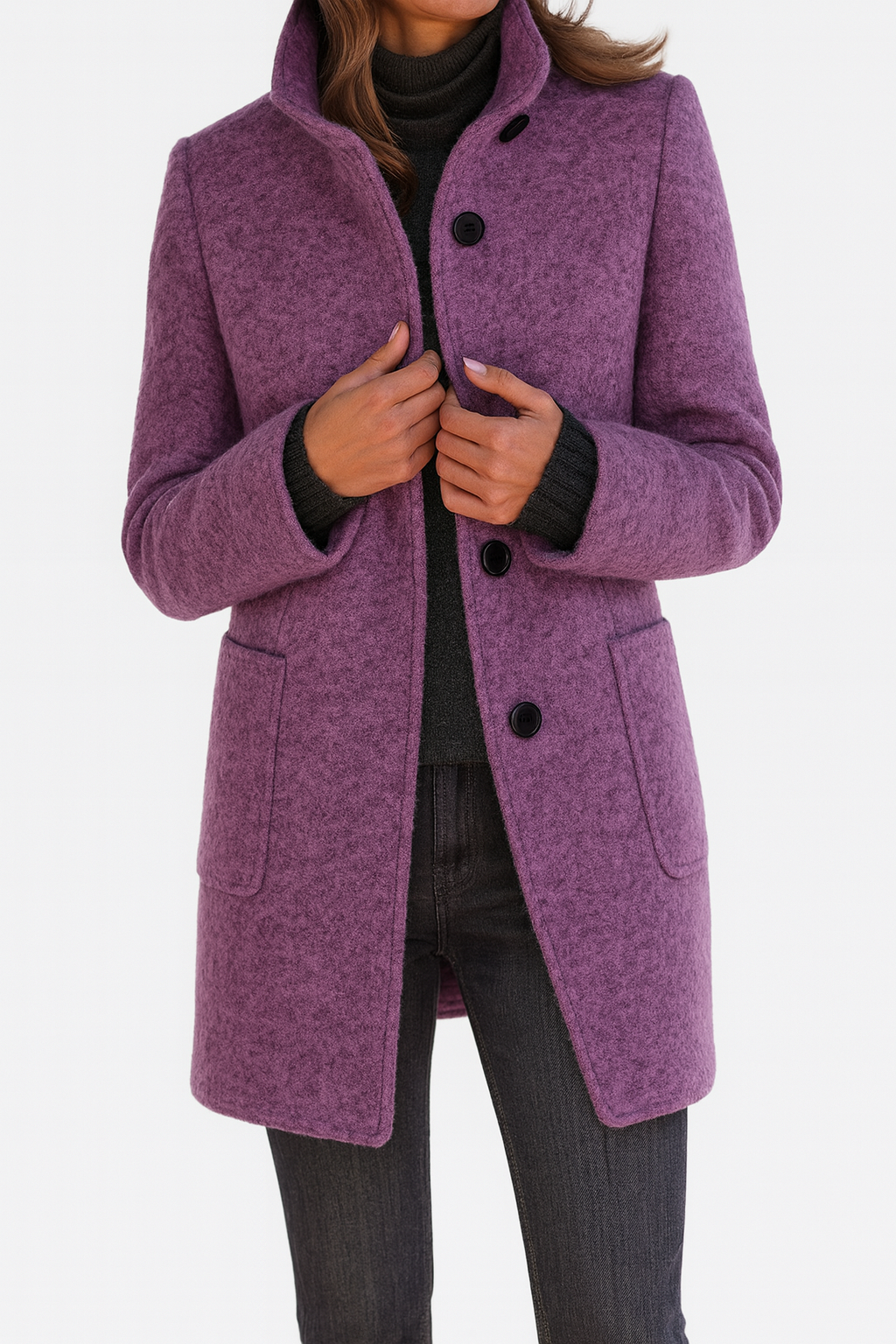Lena | High Collar Jacket in Wool Blend
