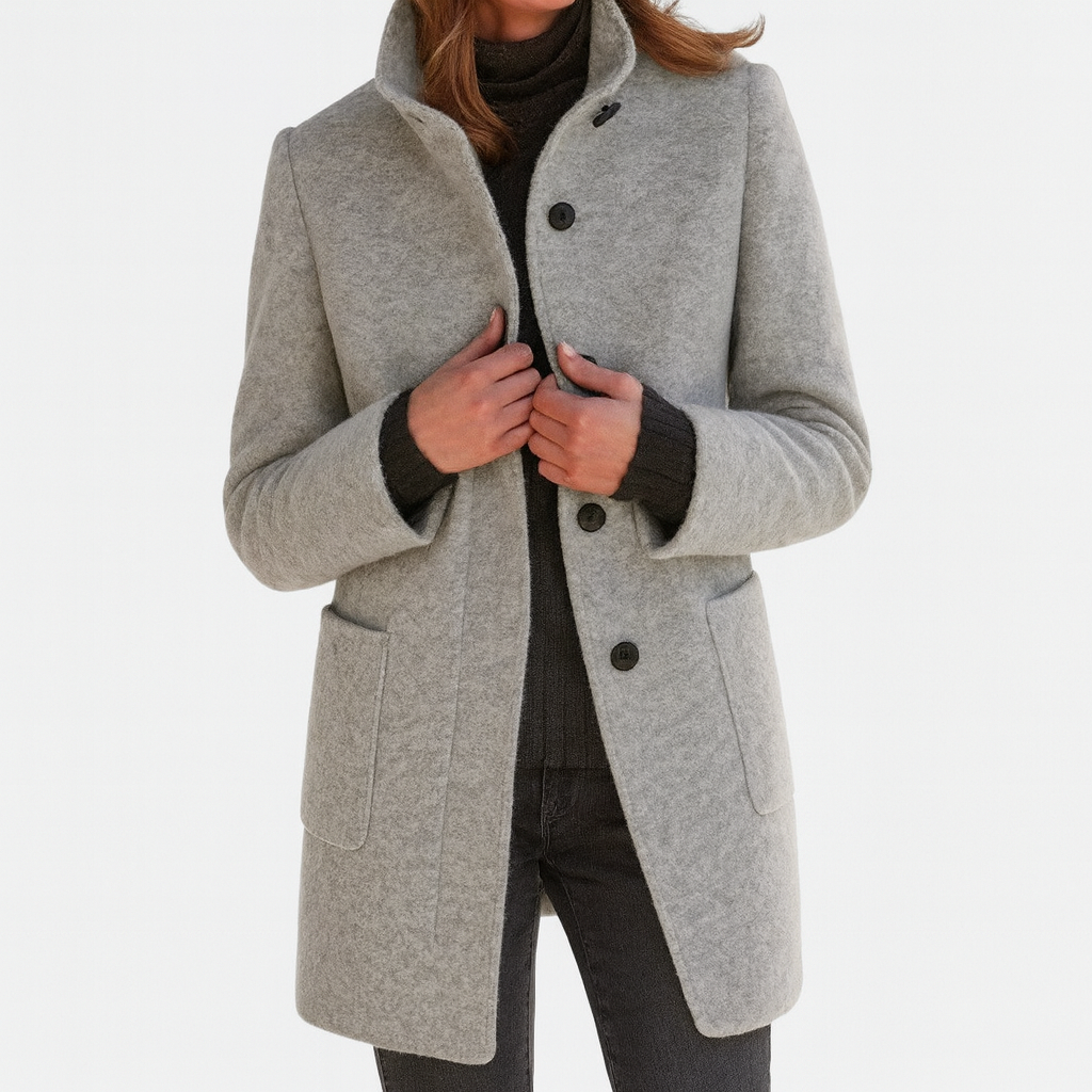 Lena | High Collar Jacket in Wool Blend