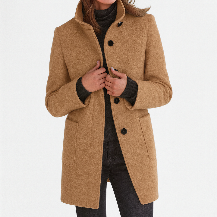 Lena | High Collar Jacket in Wool Blend
